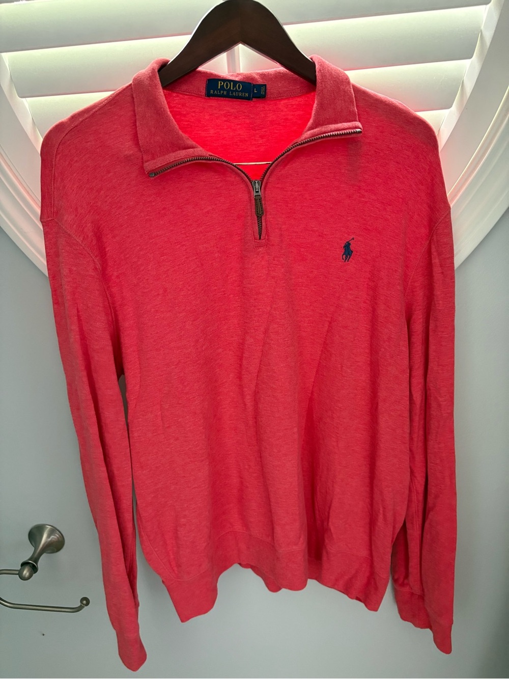 Polo Ralph Lauren salmon Cotton Quarter-Zip Sweater size large